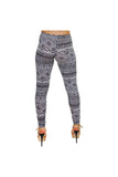 Plus Size Black White Aztec Small Print Leggings For Women  - Dropwear