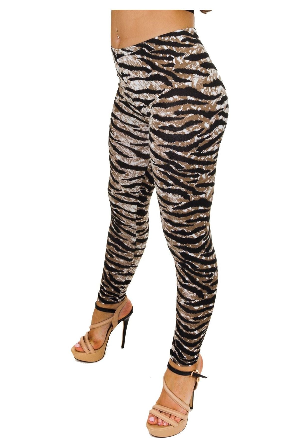 Tiger Print Tiger Print Leggings For Women 12-14 - Dropwear