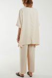 Draped Neck Drawstring Waist Trouser Set For Women  - Dropwear