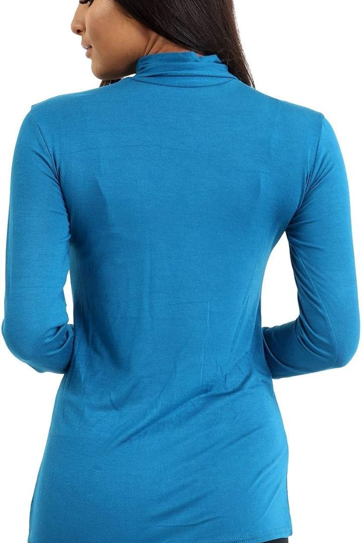 Turtle Neck Long Sleeve Top For Women  - Dropwear