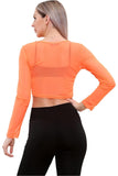 Red Sheer Mesh Long Sleeve Crop Top For Women 12-14 - Dropwear
