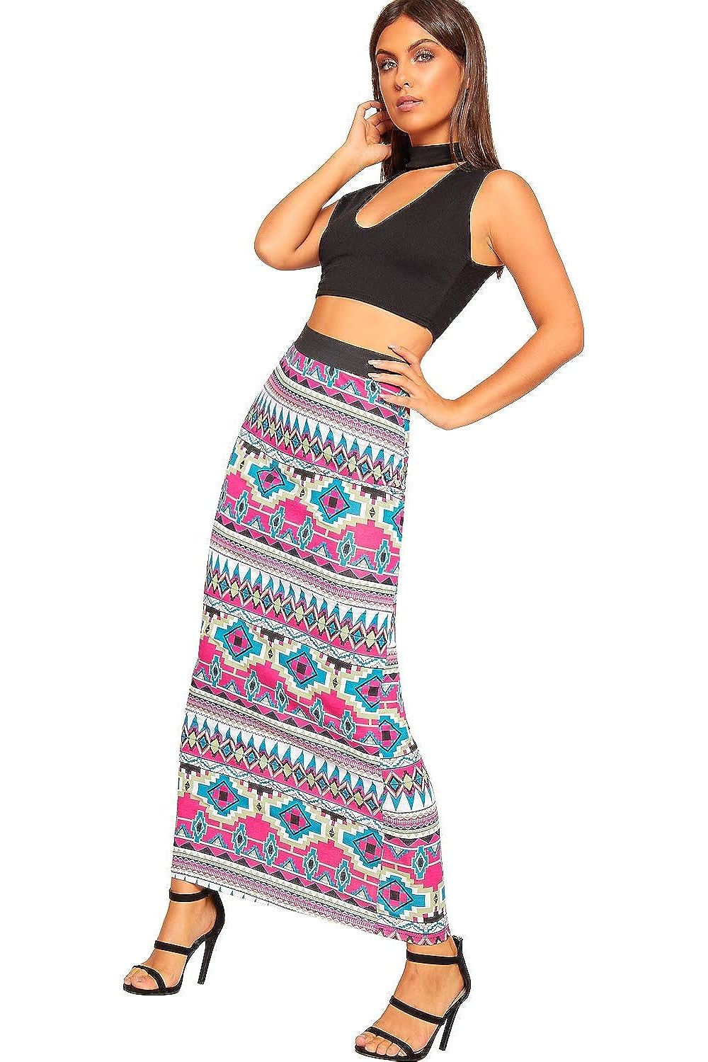 Green Tartan Plus Size High Waist Stretch Long Maxi Skirt For Women 20-22 - Dropwear