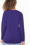 Navy Plus Size Cable Knitted Sweater Top For Women 18-20 - Dropwear