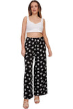 Black Skull Bones Print Palazzo Trouser For Women 12-14 - Dropwear