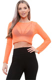 Nude Sheer Mesh Long Sleeve Crop Top For Women 12-14 - Dropwear