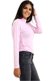 Baby Pink Plus Size Turtle Neck Long Sleeve Top For Women 24-26 - Dropwear