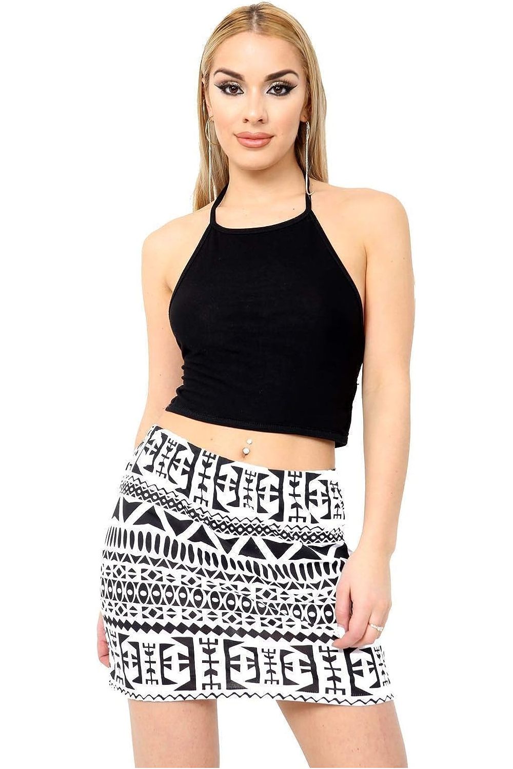 Big Aztec Printed Mini Bodycon Short Skirt For Women 12-14 - Dropwear
