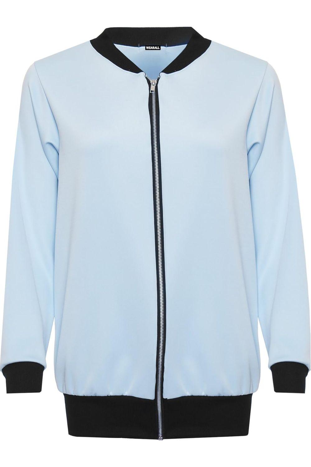 Pink Plain Bomber Jacket Sleeve Top For Women 26-28 - Dropwear