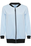 Pink Plain Bomber Jacket Sleeve Top For Women 26-28 - Dropwear