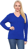 Yellow Cable Knitted V-Neck Sweater Top For Women 8-10 - Dropwear
