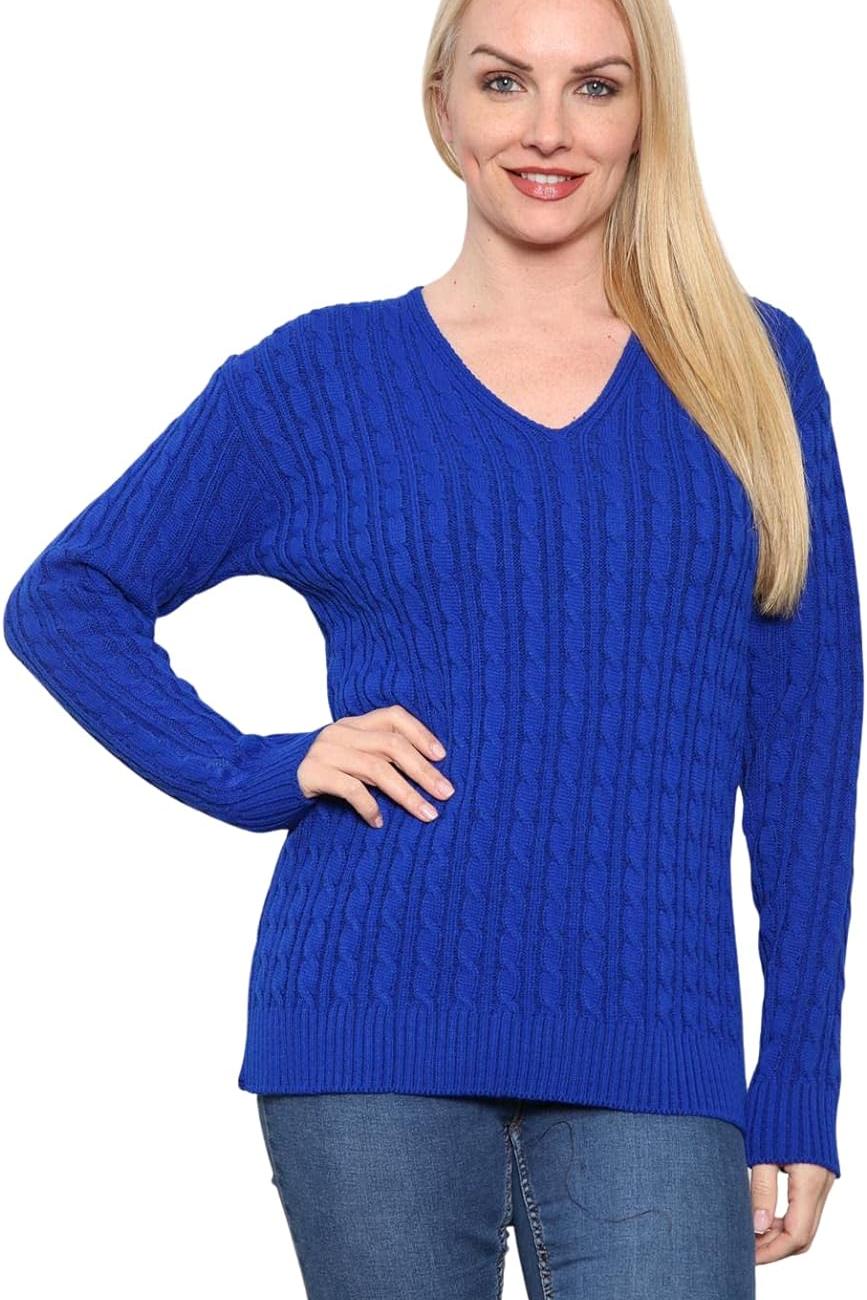 Black Plus Size Cable Knitted Sweater Top For Women 20-22 - Dropwear