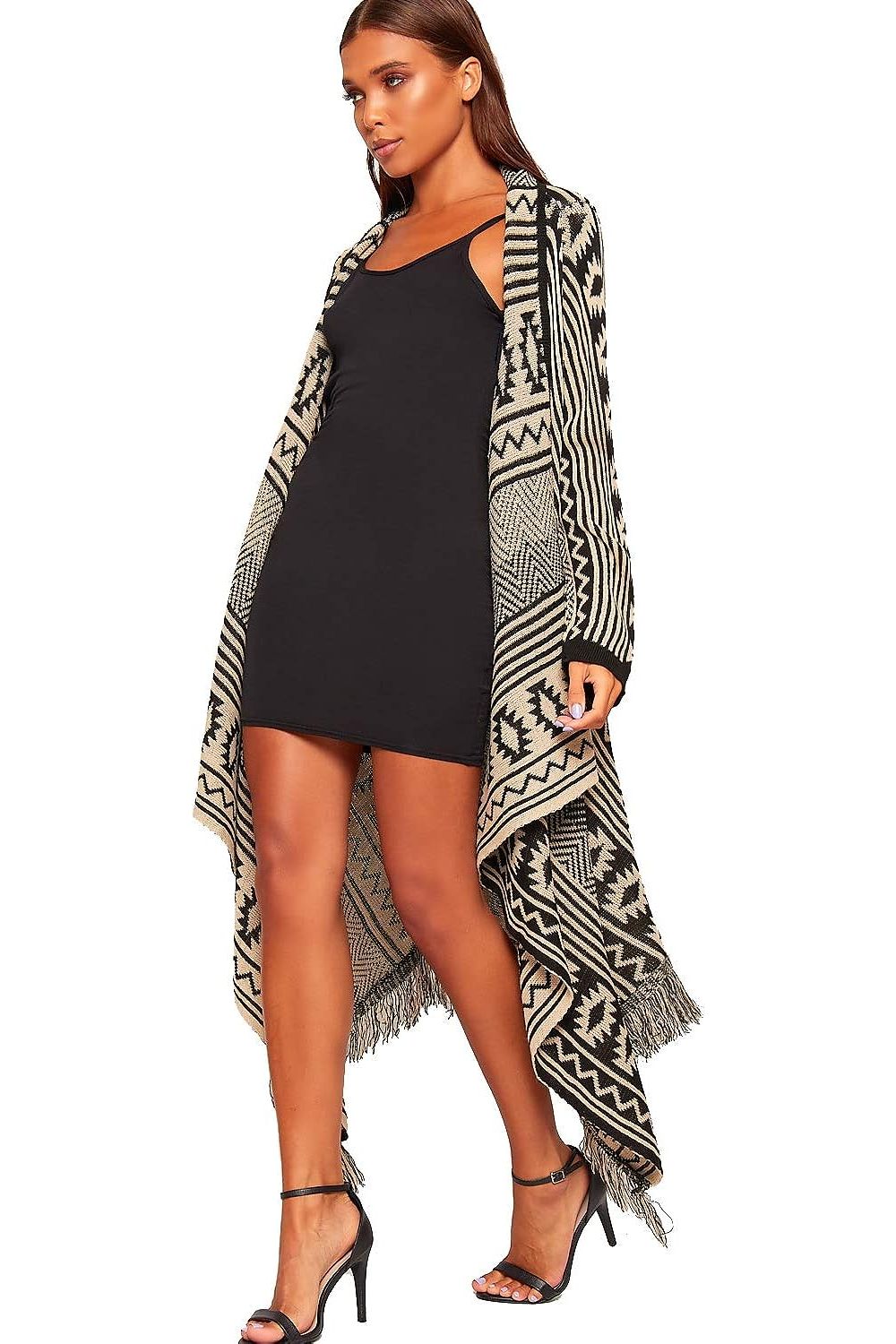 Aztec Aztec Knitted Tassle Long Cardigan Maxi Shawl For Women 12-14 - Dropwear