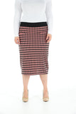 Blue Plus Size Midi Skirt Dogtooth For Women 16-18 - Dropwear