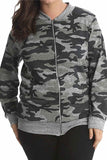 Green Knitted Camouflage Print Bomber Jacket Top For Women 14 - Dropwear