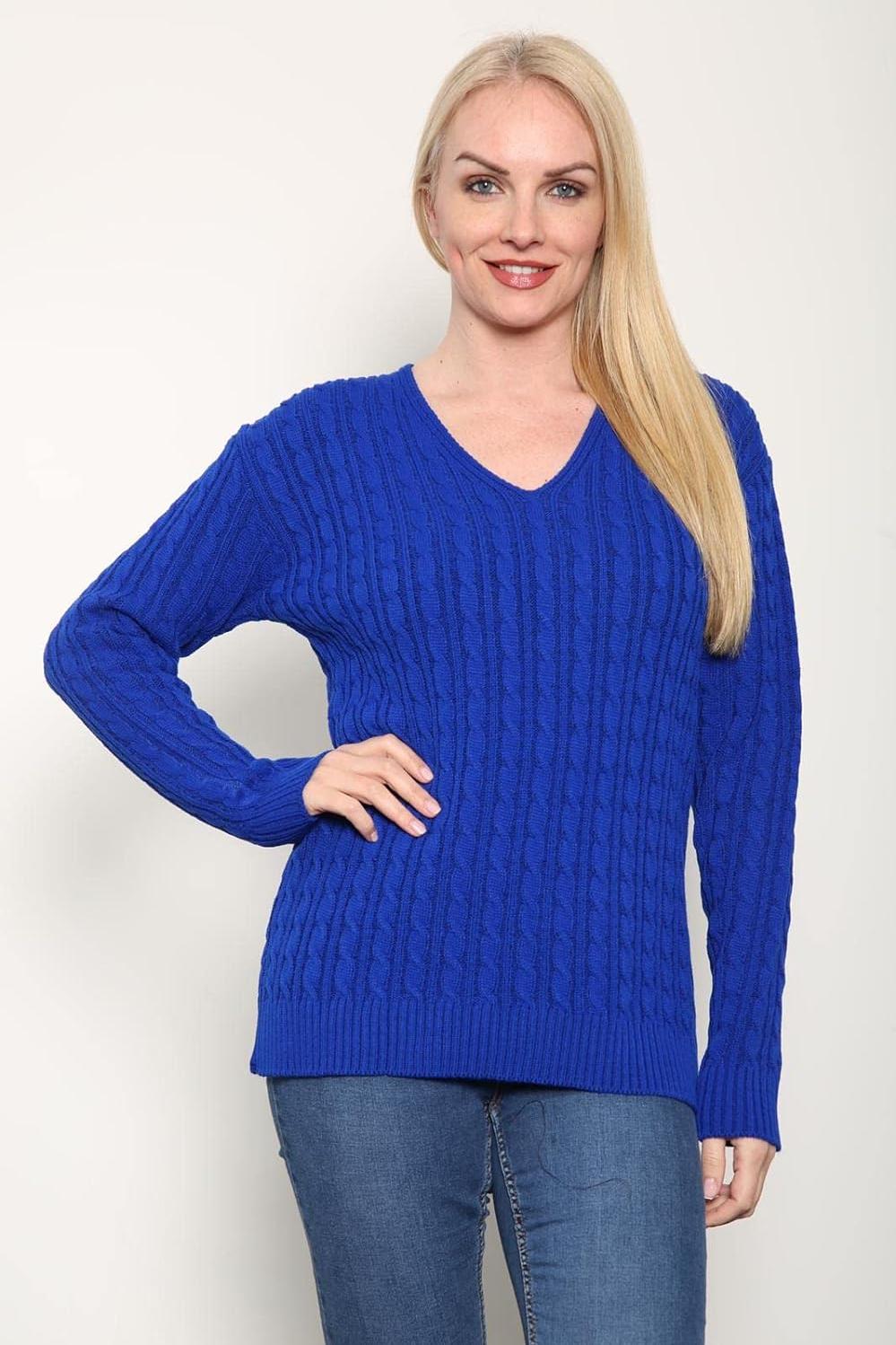 Navy Plus Size Cable Knitted Sweater Top For Women 20-22 - Dropwear