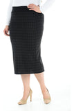 Black Plus Size Midi Skirt Dogtooth For Women 20-22 - Dropwear