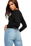 Coral V Neck Long Sleeve Crop Top For Women 8-10 - Dropwear