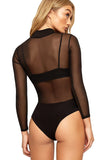 White Turtle Neck Mesh Bodysuit For Women 8-10 - Dropwear