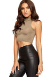Cerise Turtle Neck Sleeveless Crop Top For Women 8-10 - Dropwear