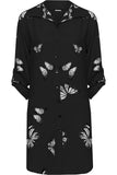 Butterfly Print Side Slit Curved Hem Top For Women  - Dropwear