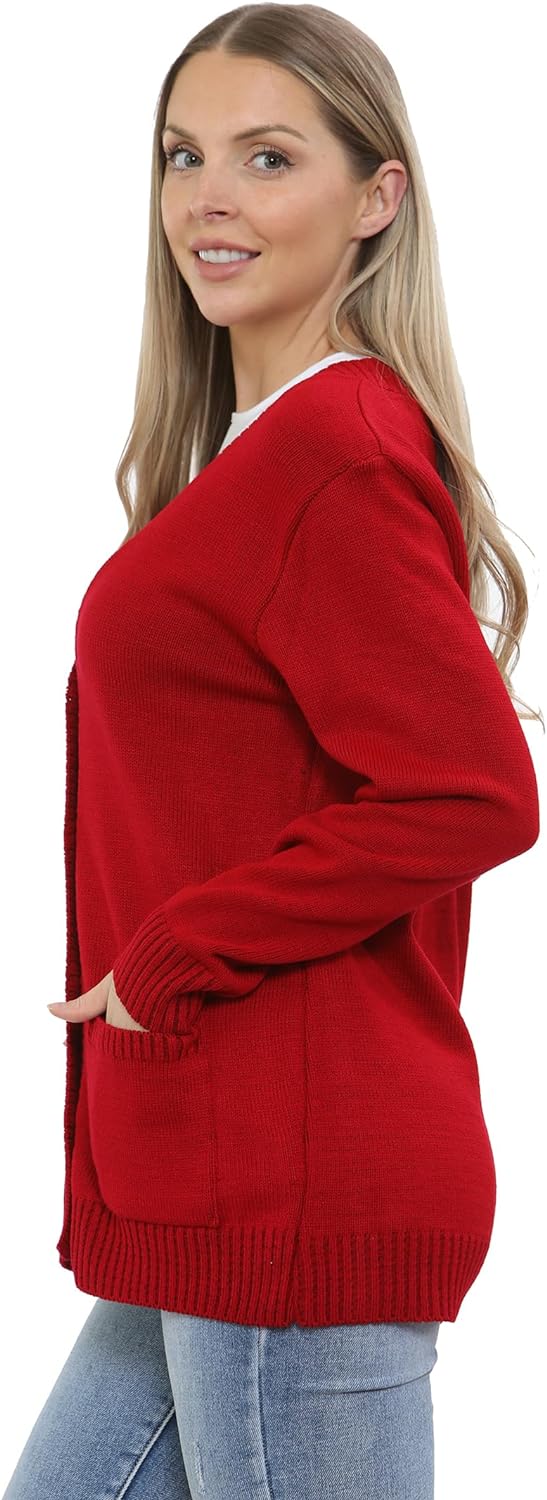 Pink Women Knitted Plain Cardigan For Women 8-10 - Dropwear