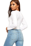 V Neck Long Sleeve Crop Top For Women  - Dropwear