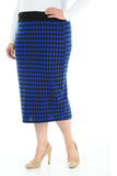 Light Grey Plus Size Midi Skirt Dogtooth For Women 20-22 - Dropwear