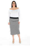 Red Plus Size Midi Skirt Dogtooth For Women 12-14 - Dropwear