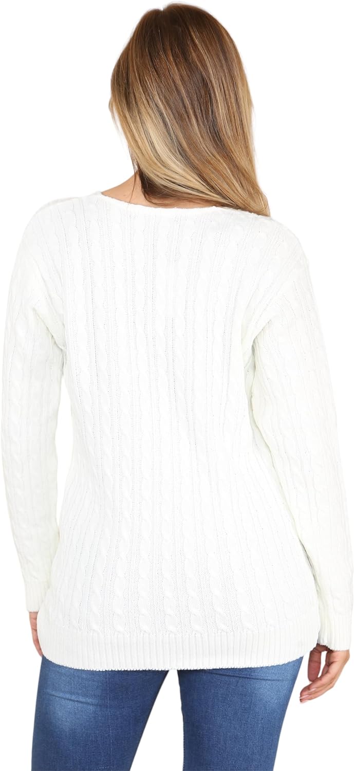 Teal Cable Knitted V-Neck Sweater Top For Women 8-10 - Dropwear