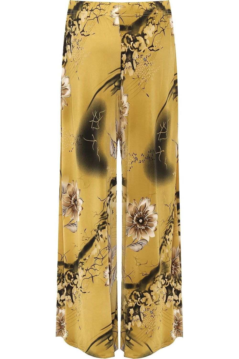 Camel Floral Print Palazzo Trouser For Women  - Dropwear