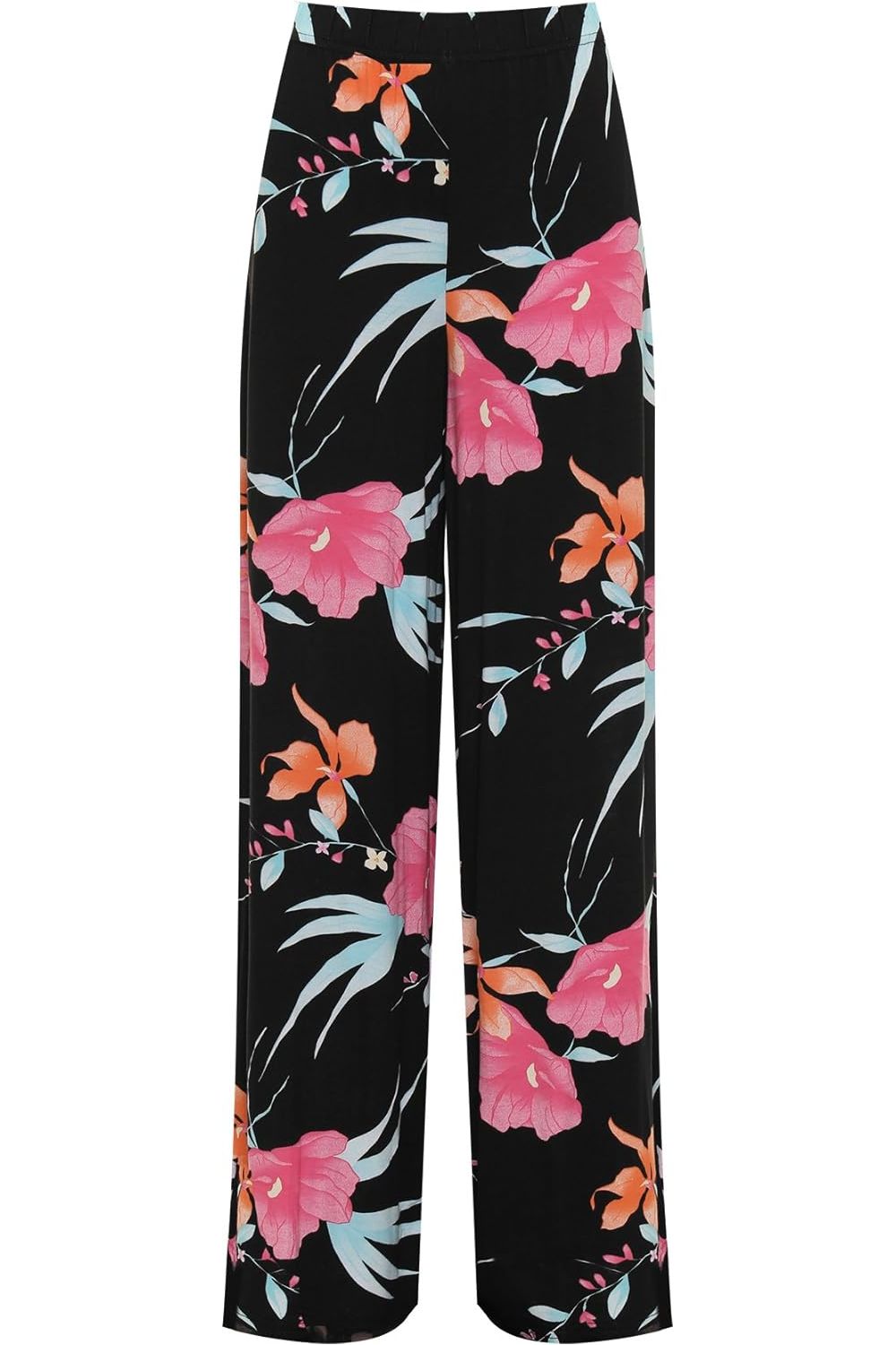 Cerise Aqua Floral Print Palazzo Trouser For Women  - Dropwear