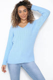 Royal Blue Plus Size Cable Knitted Sweater Top For Women 16-18 - Dropwear