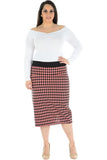 Blue Plus Size Midi Skirt Dogtooth For Women 12-14 - Dropwear