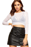 Sheer Mesh Long Sleeve Crop Top For Women  - Dropwear