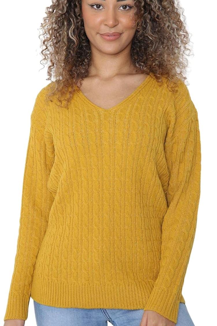 Sky Blue Plus Size Cable Knitted Sweater Top For Women 20-22 - Dropwear