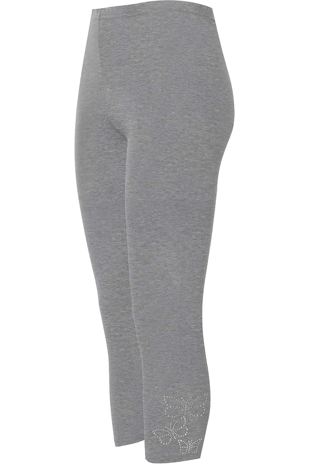 Navy Blue Plus Size 3/4 Butterfly Sequin Leggings For Women 28-30 - Dropwear