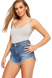 Navy Blue BASICS Solid Scoop Neck Bodysuit For Women 8-10 - Dropwear