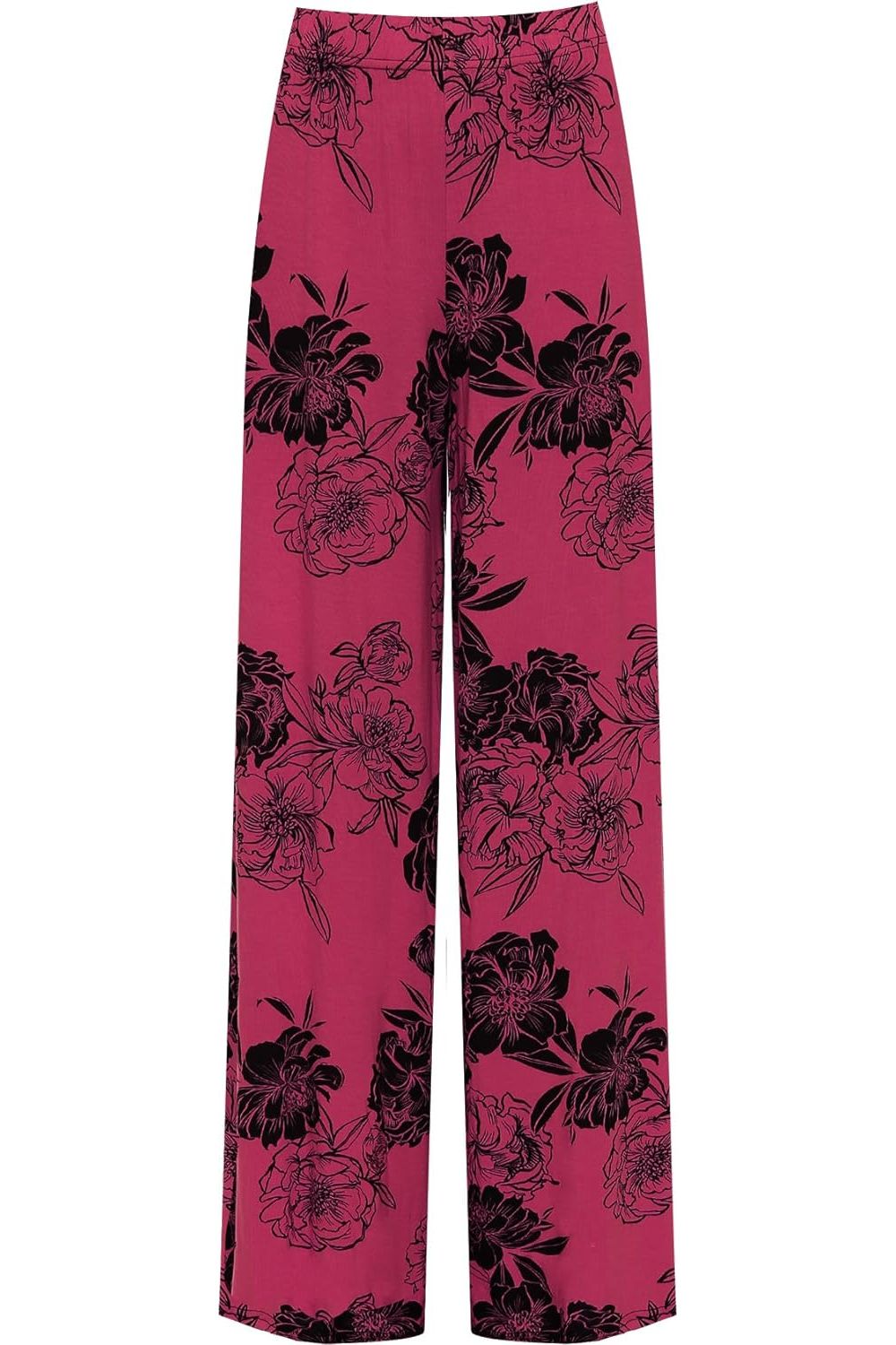 Green Plus Size Flower Floral Print Wide Leg Palazzo Trouser For Women 24-26 - Dropwear