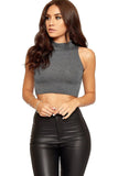 Coral Turtle Neck Sleeveless Crop Top For Women 8-10 - Dropwear