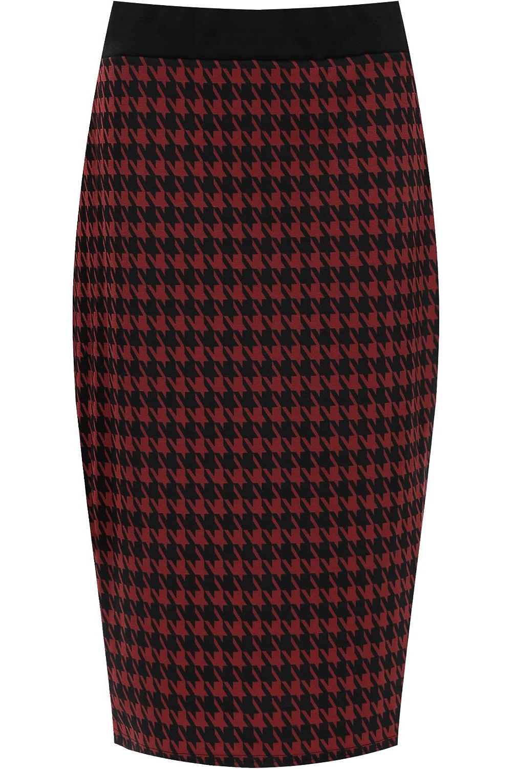 Wine Plus Size Midi Skirt Dogtooth For Women 24-26 - Dropwear