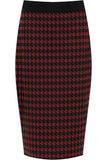 Wine Plus Size Midi Skirt Dogtooth For Women 24-26 - Dropwear