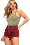 Light Grey BASICS Solid Scoop Neck Bodysuit For Women 12-14 - Dropwear