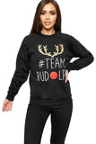Light Grey Slogan Hashtag Reindeer Sweatshirt For Women 12-14 - Dropwear