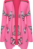 Cream Chiffon Butterfly Print Sheer Cardigan Top For Women 20 - Dropwear