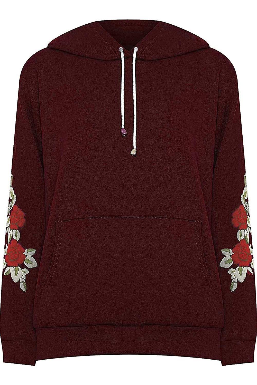 Khaki Green Embroidered Pouch Pocket Sweatshirt For Women 16-18 - Dropwear