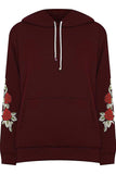 Khaki Green Embroidered Pouch Pocket Sweatshirt For Women 16-18 - Dropwear