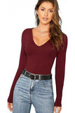 Purple Plus Size Long Sleeve V Neck Top For Women 24-26 - Dropwear