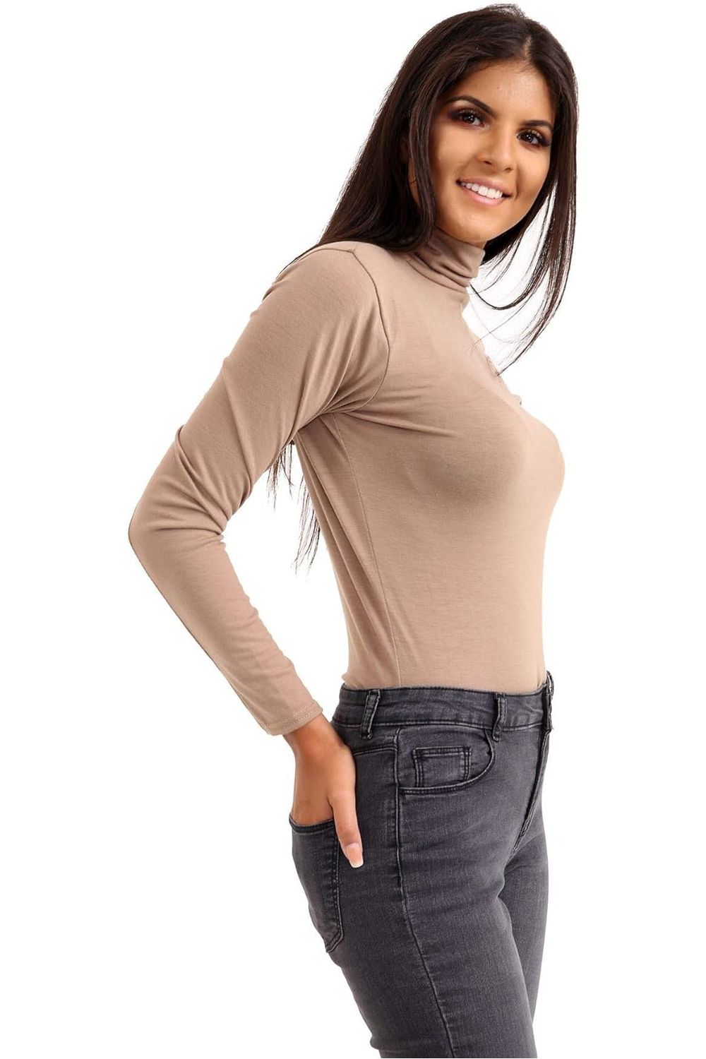 Mustard Plus Size Turtle Neck Long Sleeve Top For Women 20-22 - Dropwear