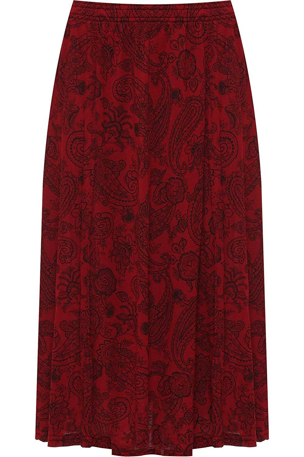 Paisley Wine Paisley Print Midi Skirt in Wine Color For Women 12-14 - Dropwear
