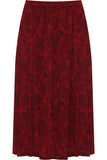 Paisley Wine Paisley Print Midi Skirt in Wine Color For Women 12-14 - Dropwear